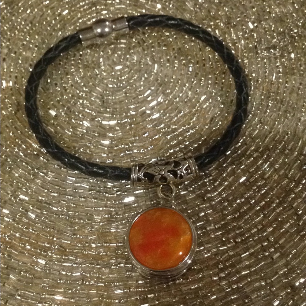 Black leather rope bracelet